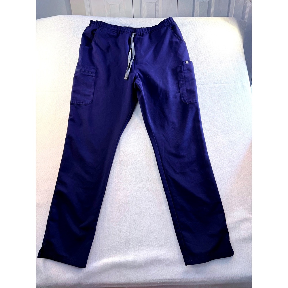 Figs Technical Collection Mens XL Tall Navy Blue Cargo Scrub Pants Drawstring